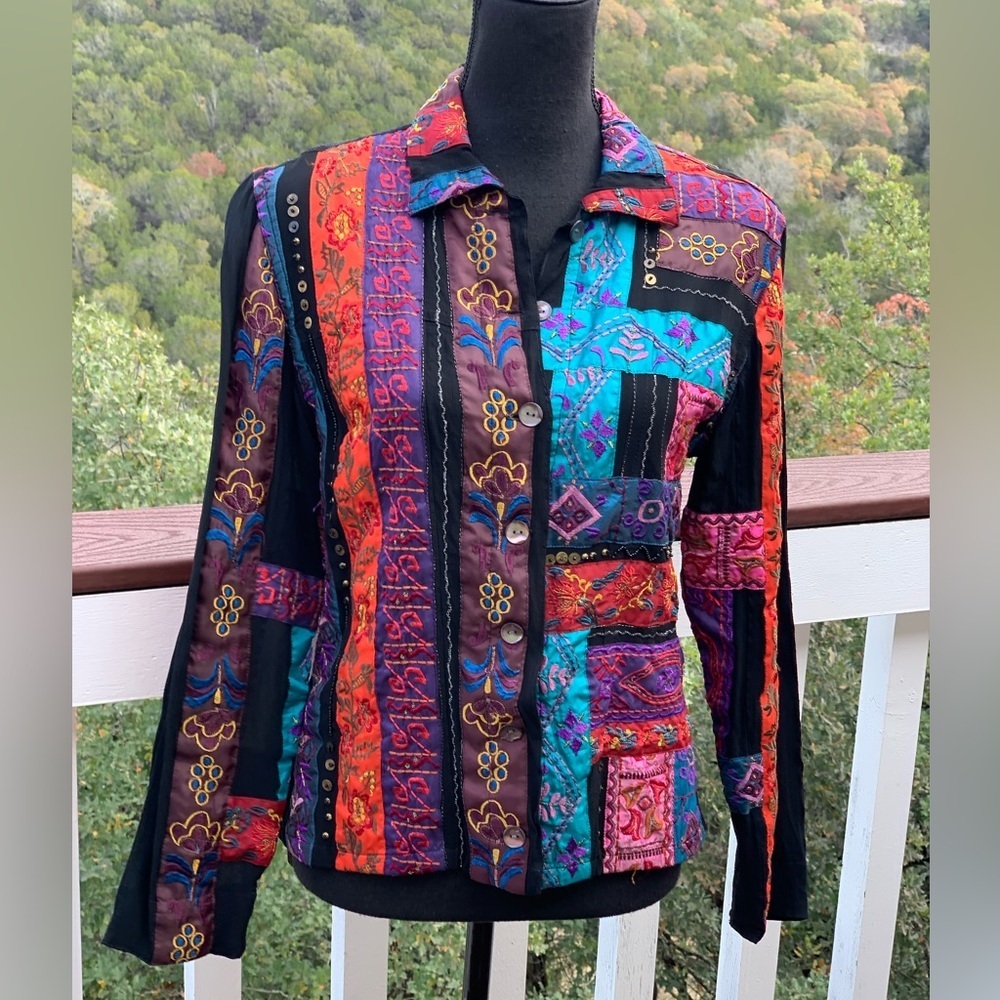 Chico’s 90’s Embroidery Patchwork Jacket‎ - image 1